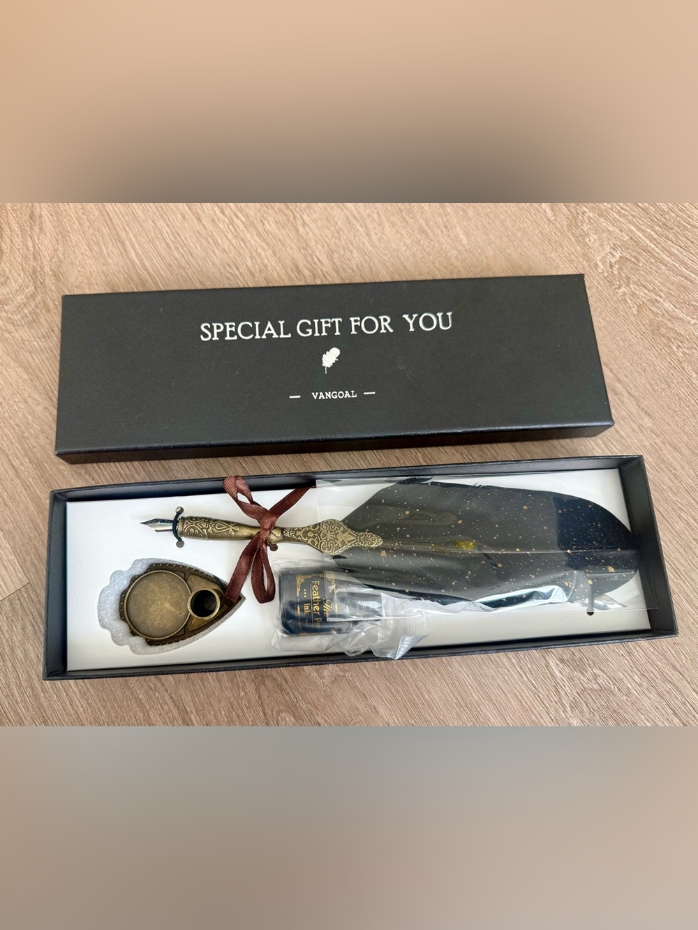 Vangoal Vintage Feather Quill Pen and Ink Set Calligraphy Gift Box New